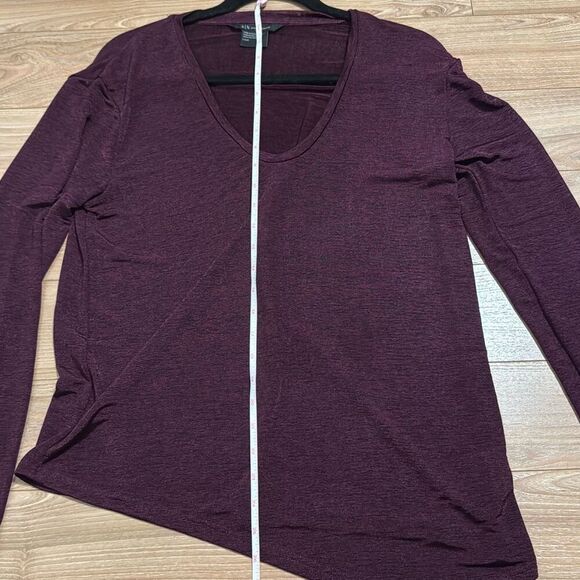Armani exchange burgundy asymmetrical long sleeve top size large women’s - Picture 7 of 9